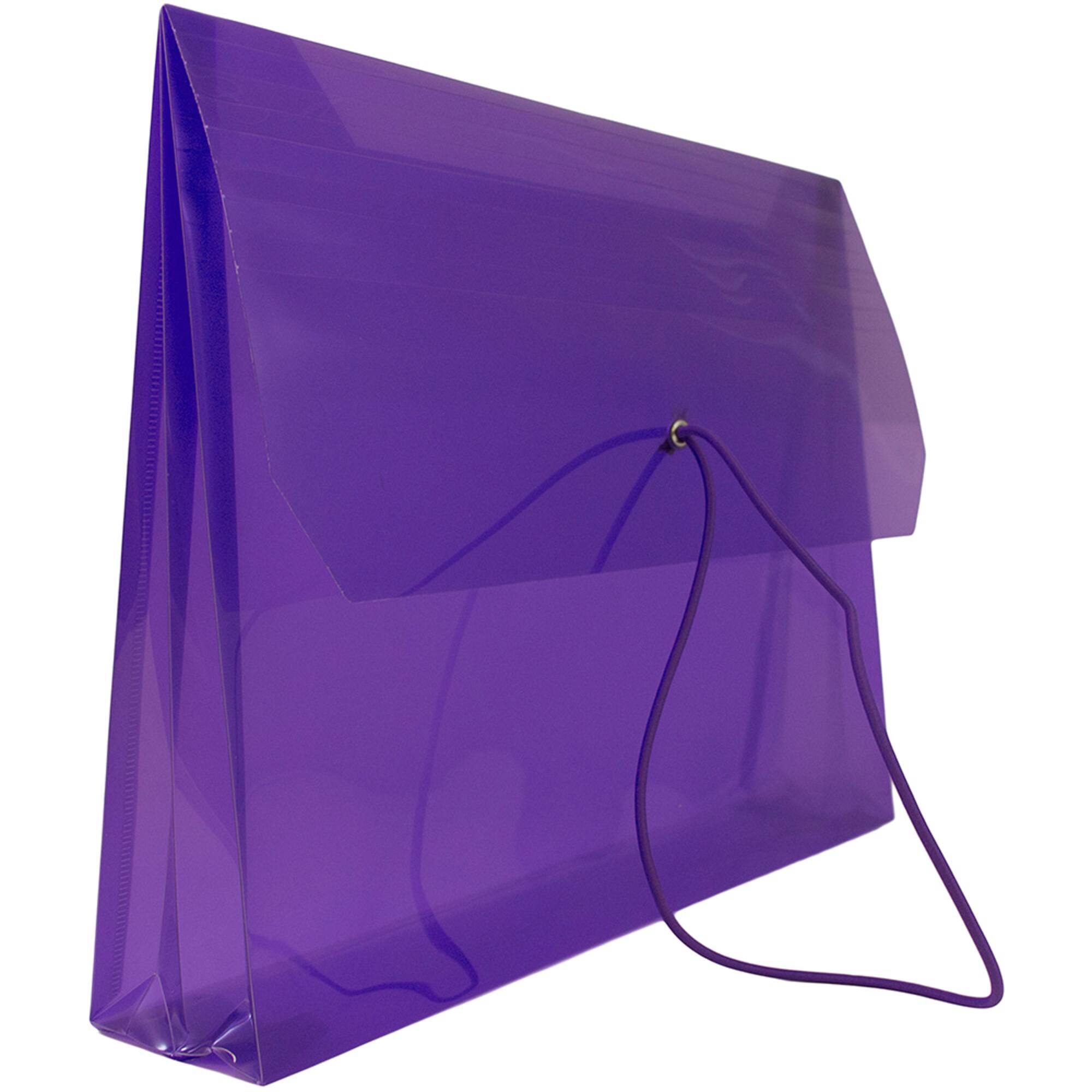 JAM Paper 9.75" x 13" Assorted Plastic Elastic Closure Booklet Envelopes with Expansion, 12ct.